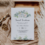 Invitación Eucalyptus Greenery Sweet Dieciséis cumpleaños<br><div class="desc">Esta dulce invitación a la fiesta de 16 cumpleaños es perfecta para una simple celebración de 16 años. El diseño está decorado con rosas deslumbrantes morados,  blancos,  azules y rosas,  escondidos en un bonito ramo de hojas verdes eucaliptus.</div>
