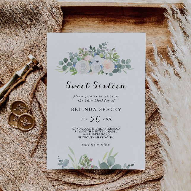 Invitación Eucalyptus Greenery Sweet Dieciséis cumpleaños (Subido por el creador)