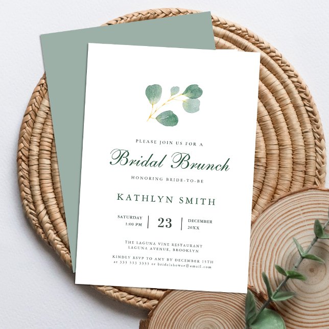 Invitación Eucalyptus Greenery Watercolor Bridal Brunch (Subido por el creador)