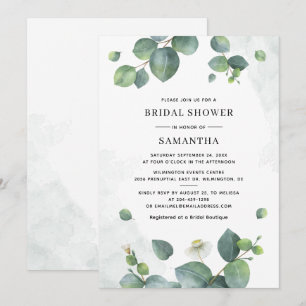 Invitación Eucalyptus Greenery Watercolour Bridal Shower
