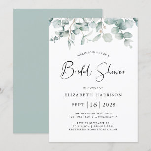 Invitación Eucalyptus Greenery Watercolour Bridal Shower