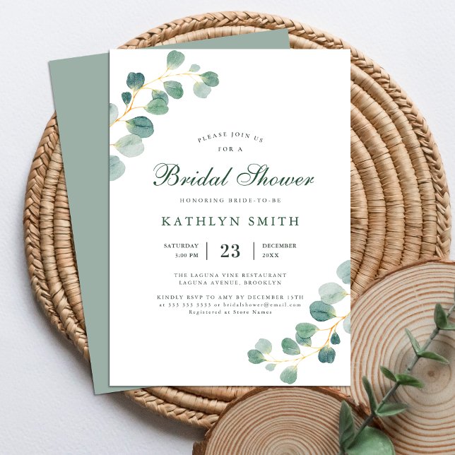 Invitación Eucalyptus Greenery Watercolour Bridal Shower (Subido por el creador)