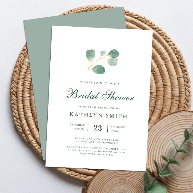 Invitación Eucalyptus Greenery Watercolour Bridal Shower (Subido por el creador)