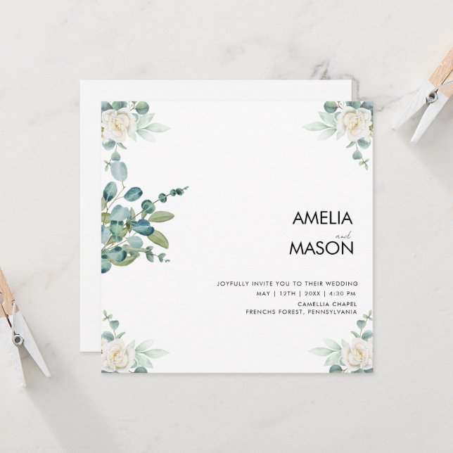 Invitación eucalyptus greenery wedding Invitation (Anverso/Reverso In Situ)