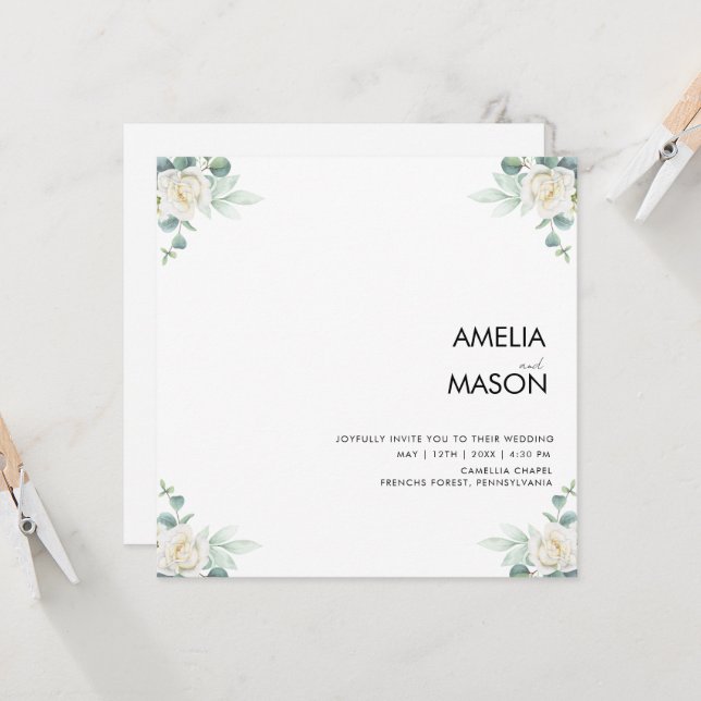 Invitación eucalyptus greenery wedding Invitation (Anverso/Reverso In Situ)