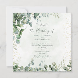 Invitación Eucalyptus Greenery Wedding Invitation 1001 Square