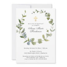 Eucalyptus Greenery Wreath Cross Baptism