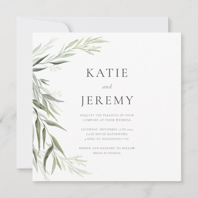 Invitación Eucalyptus Gum deja Boda de la vegetación (Anverso)