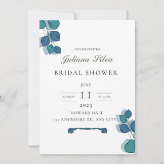 Invitación Eucalyptus hojas azul verde elegante rústico