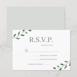Invitación Eucalyptus Hojas Verdes Elegante RSVP Boda