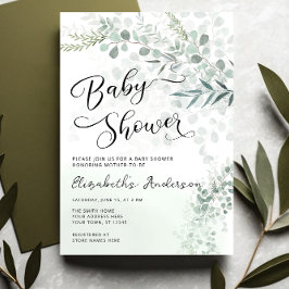 Invitación Eucalyptus Jaula Botánica Baby Shower Verde