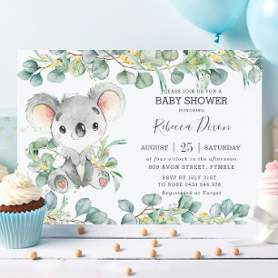 Invitación Eucalyptus Koala Baby Shower Boy