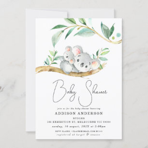 Invitación Eucalyptus Koala Bear Y Joey Baby Shower