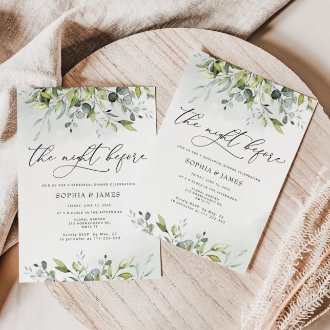Invitación Eucalyptus la noche anterior a la cena del ensayo (Subido por el creador)