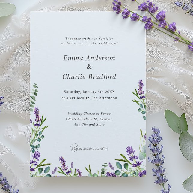 Invitación Eucalyptus Lavender Elegant Script Boda (Subido por el creador)