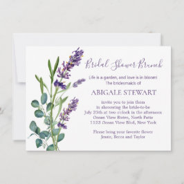 Invitación Eucalyptus Lavender Flores Ducha Bridal