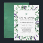 Invitación Eucalyptus Lavender Greenery Bat Mitzvah<br><div class="desc">Invitación mitzvah del murciélago de lavanda de plata verde hoja con tipografía de escritura a mano diseñada para ser rápida y fácilmente adaptada a las especificaciones de tu evento.</div>