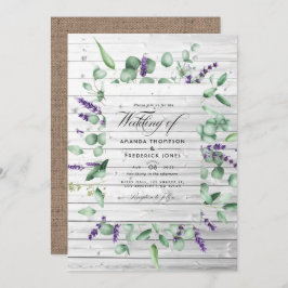 Invitación Eucalyptus Lavender Rústico Barn Boda