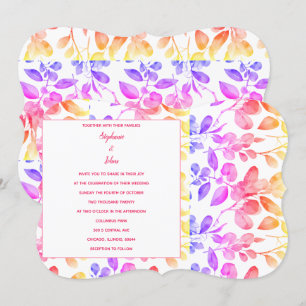 Invitación Eucalyptus Leaf Resumen Art Boda Colorido Rosa