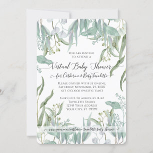 Invitación Eucalyptus Leaf Woodsy Foliage Baby Virtual Shower