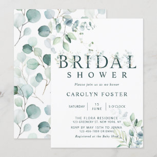 Invitación Eucalyptus Letra Botanical Letter Bridal Shower
