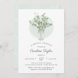 Invitación Eucalyptus Mason Jar Vase Boho Bridal Shower