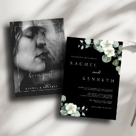 Invitación Eucalyptus Matrimonio de fotos minimalista en blan