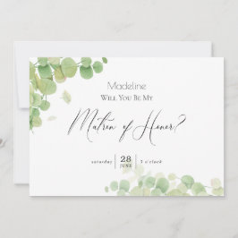 Invitación Eucalyptus Matron de Honor en la primavera moderna