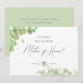 Invitación Eucalyptus Matron de Honor en la primavera moderna