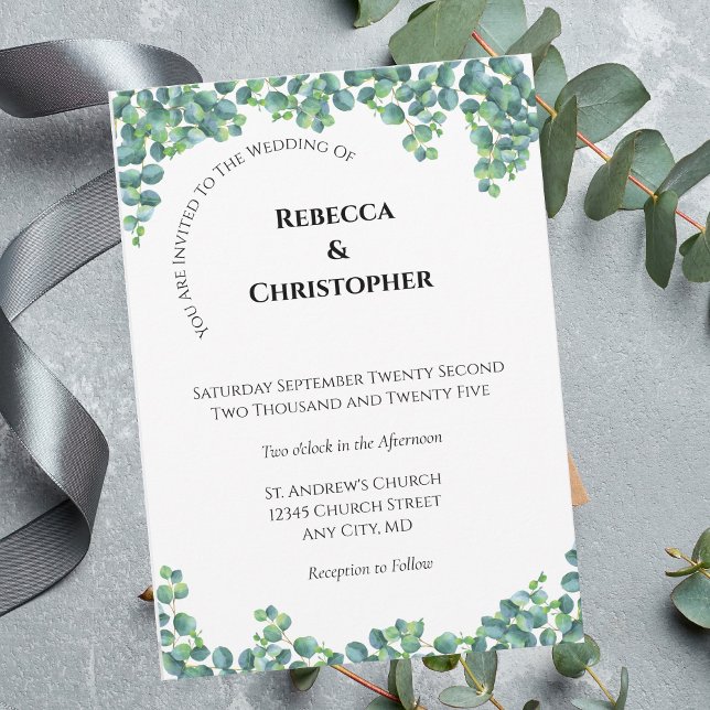 Invitación Eucalyptus Minimalist Simple Modern Wedding  (Subido por el creador)