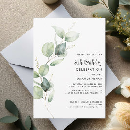 Invitación Eucalyptus Minimalista 80º cumpleaños