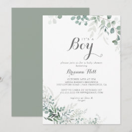 Invitación Eucalyptus minimalista es un chico Baby Shower