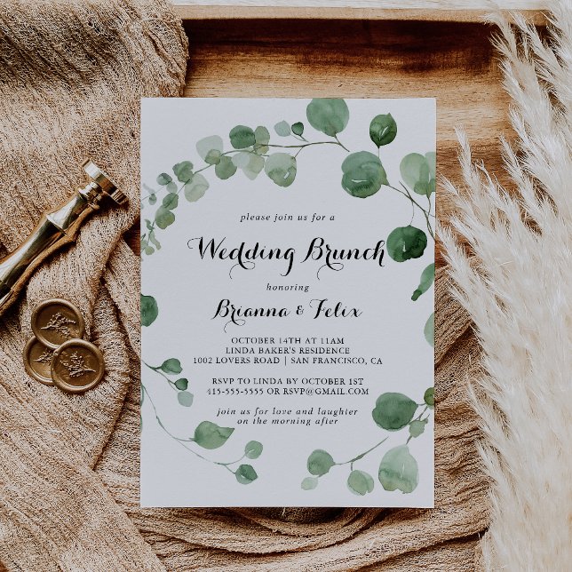 Invitación Eucalyptus Modern Calligraphy Boda Brunch (Subido por el creador)