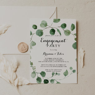 Invitación Eucalyptus Modern Calligraphy Engagement Party