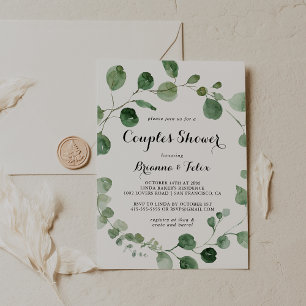 Invitación Eucalyptus Modern Calligraphy Parejas Ducha