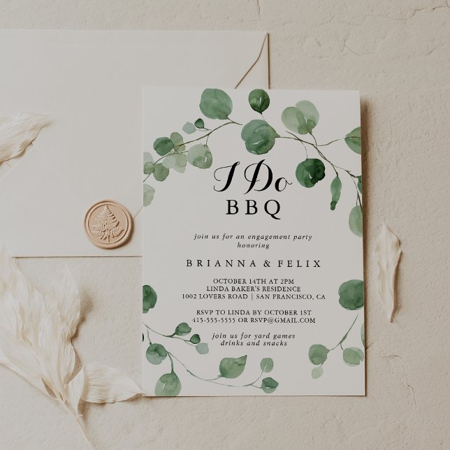 Invitación Eucalyptus Modern I Do BBQ Engagement Party (Subido por el creador)