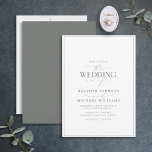 Invitación Eucalyptus moderno Boda de caligrafía verde<br><div class="desc">Moderno, elegante y moderno, este sencillo y minimalista diseño de boda de tipografía verde y blanca con eucaliptos presenta "El Boda de" en caligrafía moderna y texto serf como característica principal de diseño, y se basa en nuestra mejor invitación a la ducha de novia. La parte posterior de la tarjeta...</div>