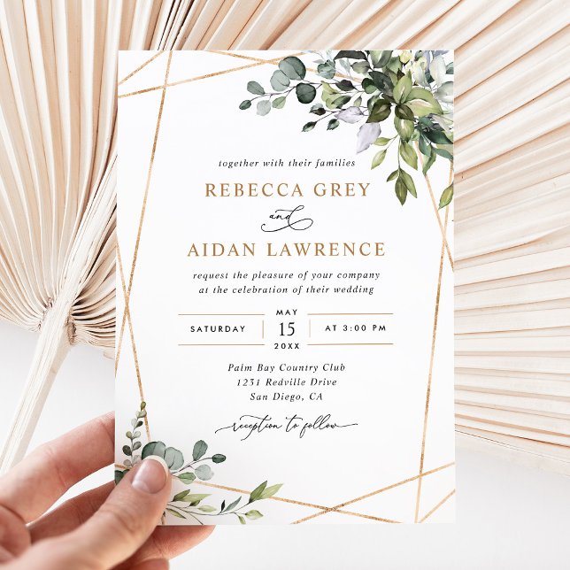 Invitación Eucalyptus moderno deja Boda de la vegetación de o (Subido por el creador)
