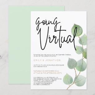 Invitación Eucalyptus moderno deja Boda virtual de guiones