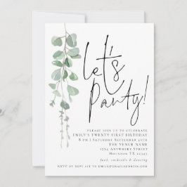 Invitación Eucalyptus moderno deja Fiesta 21 cumpleaños