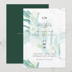 Invitación Eucalyptus moderno deja una boda verde invitacione