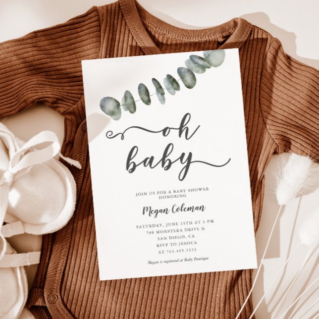 Invitación Eucalyptus Moderno Sexo Baby Shower Neutral (Subido por el creador)