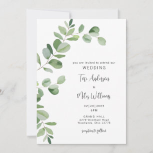 Invitación Eucalyptus moderno sin padres