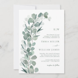 Invitación Eucalyptus Monogramed Boda