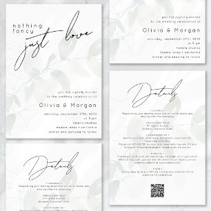 Invitación Eucalyptus Nada Fancy Just Love Script Boda