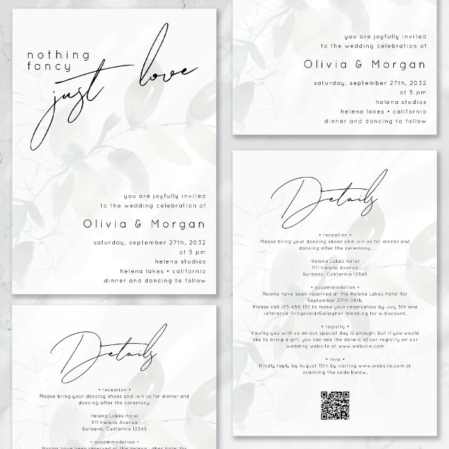 Invitación Eucalyptus Nada Fancy Just Love Script Boda (Subido por el creador)