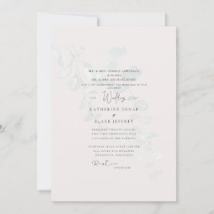 Invitación Eucalyptus Pale Rubor Ambos Padres Boda