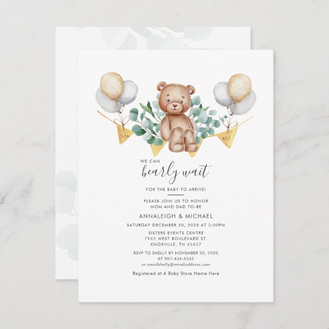 Invitación Eucalyptus Parejas Baby Shower Foliage (Anverso / Reverso)