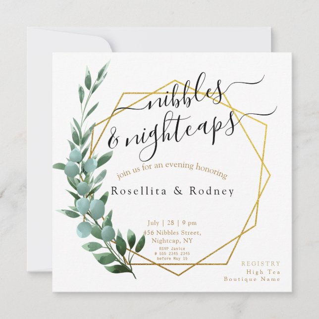 Invitación Eucalyptus Parejas Boda Ducha Exclusiva Elegancia (Anverso)