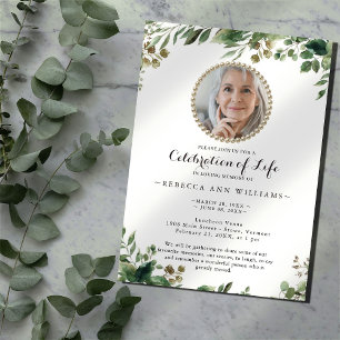 Invitación Eucalyptus Photo Celebration of Life Invitation